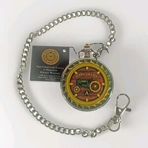 John Deere Franklin Mint Pocket Watch 830 "Big Daddy" Tractor Leather Case Chain